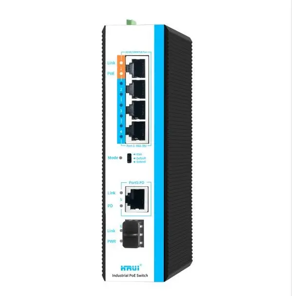 HRUI 6 Port 90W Bt PD Function Industrial Gigabit POE Watchdog Switch