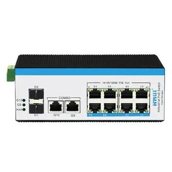 HRUI 12 Ports Industrial Gigabit Ethernet POE Switch