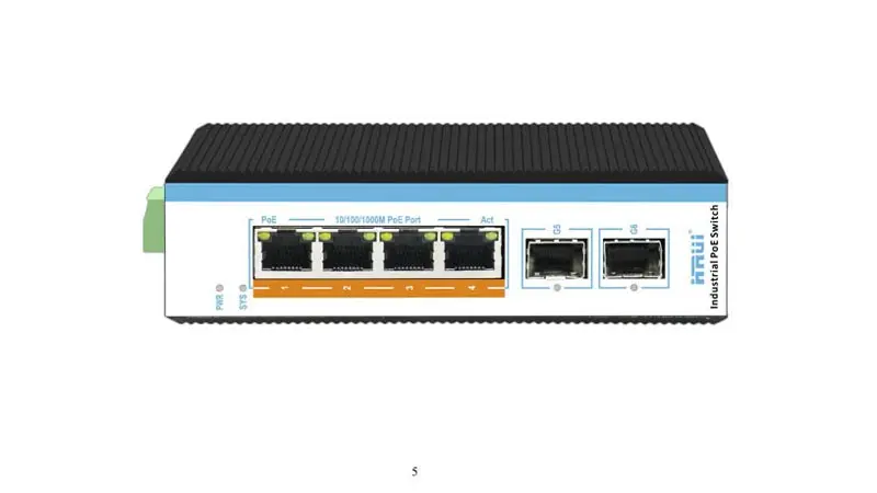 HRUI 2.5G Industrial 4 Gigabit Port POE Switch With SFP Uplink