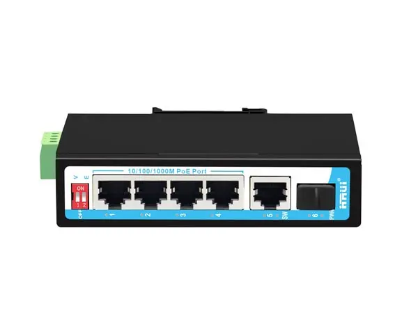 HRUI 6 Ports Network Industrial POE Switch