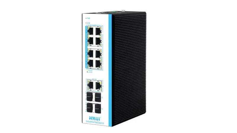 HRUI Industrial 14 Port Gigabit POE Switch