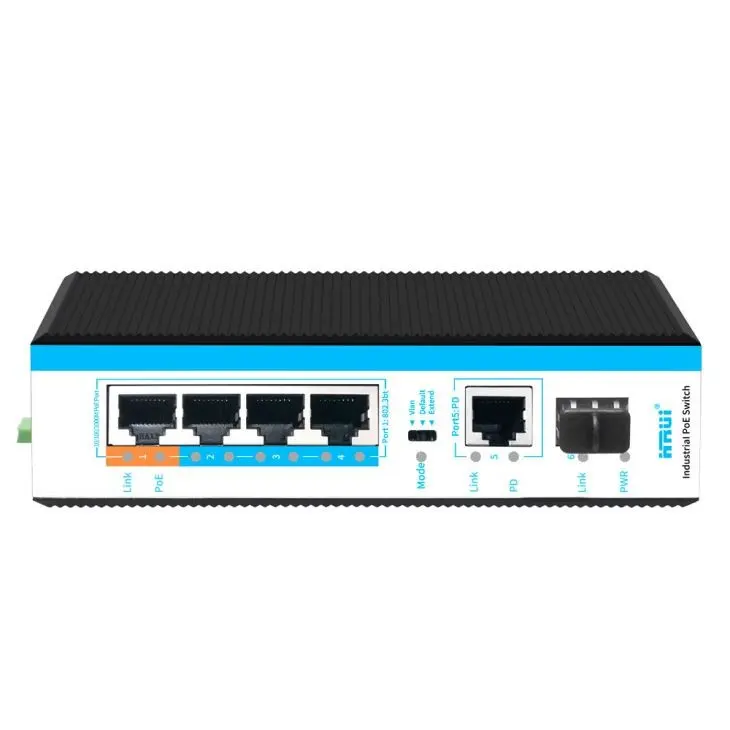 HRUI Industrial 6 Port 90W Gigabit POE Switch