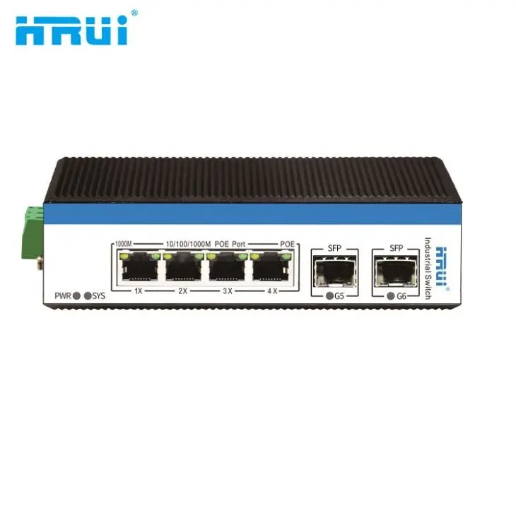 HRUI L2 Management 6 Ports Gigabit Managed Industrial PoE Switch